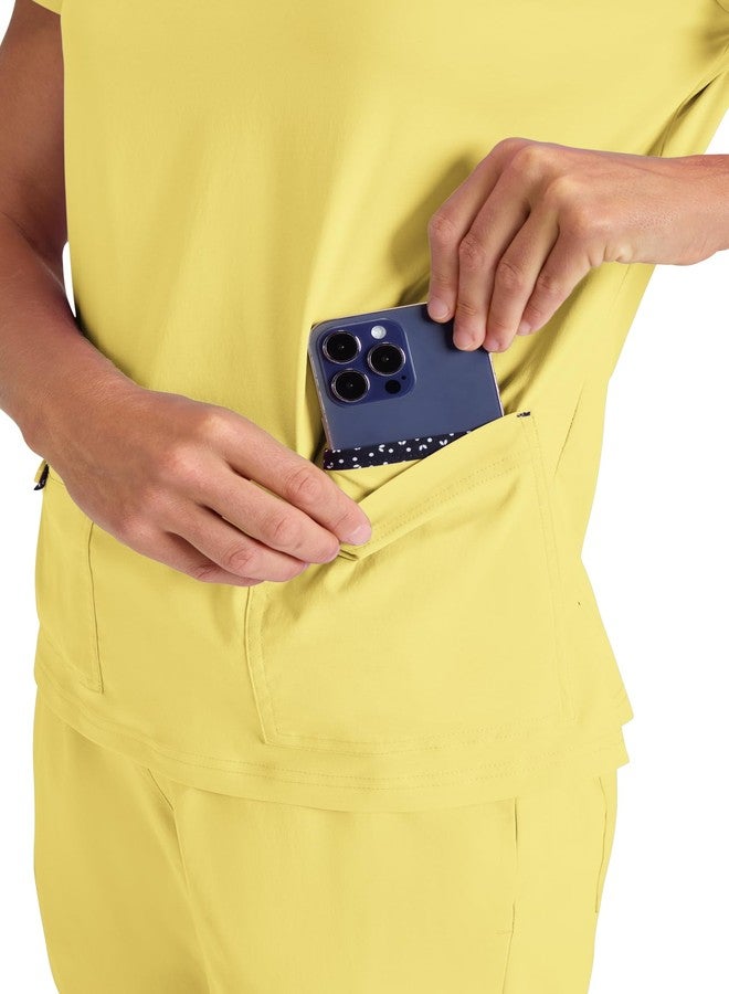 KOI Basics Becca Women's 4-Pocket Stretch Scrub Top Sunshine Large - Image 4